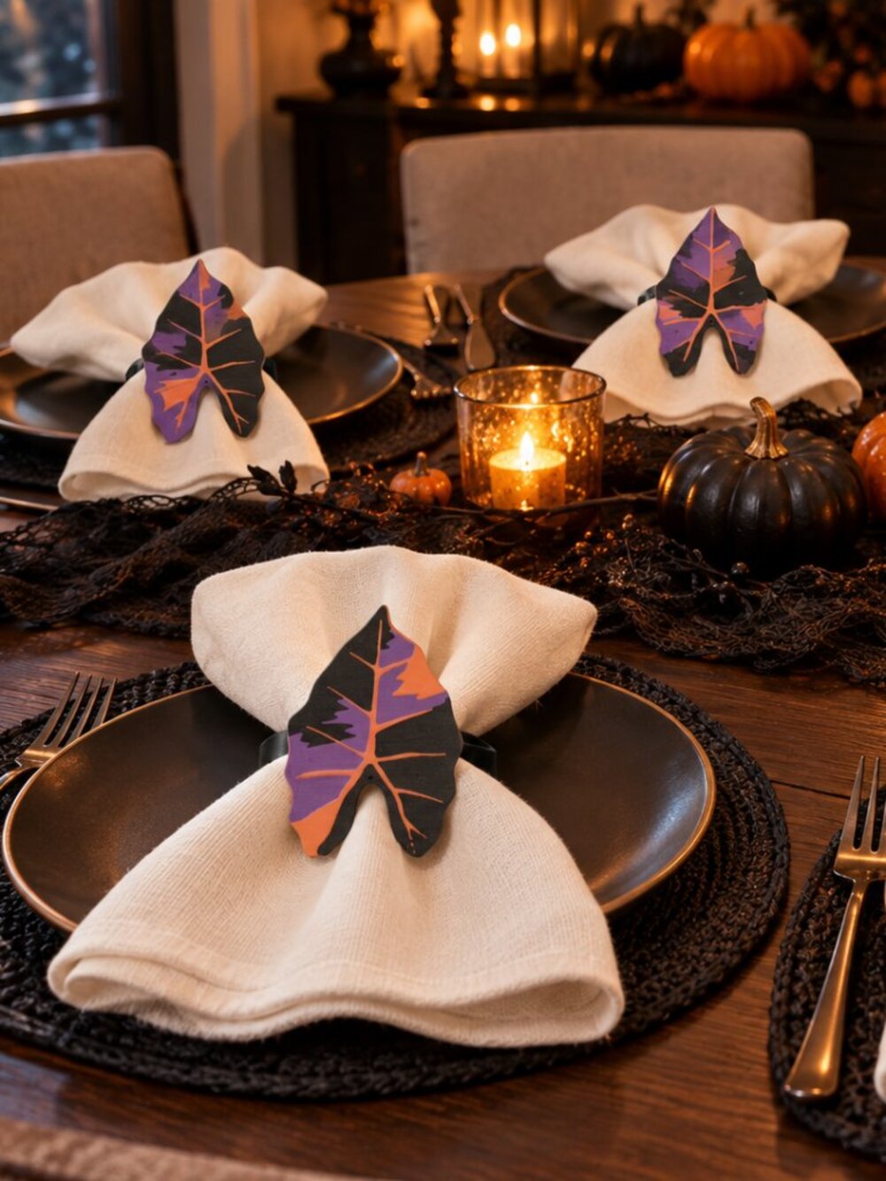 Halloween Alocasia Napkin Rings – Set of 6
